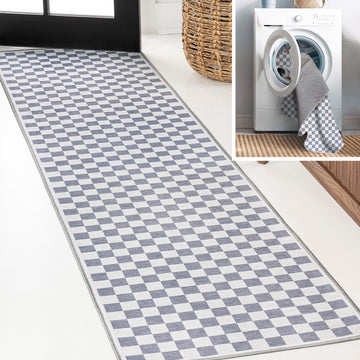 Ainsley Modern Cottage Checkerboard Washable Area Rug